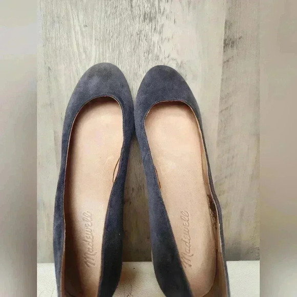 Madewell The Ella Pump Blue Suede Block Heel Round Toe Size 9.5 Women’s - Picture 4 of 9